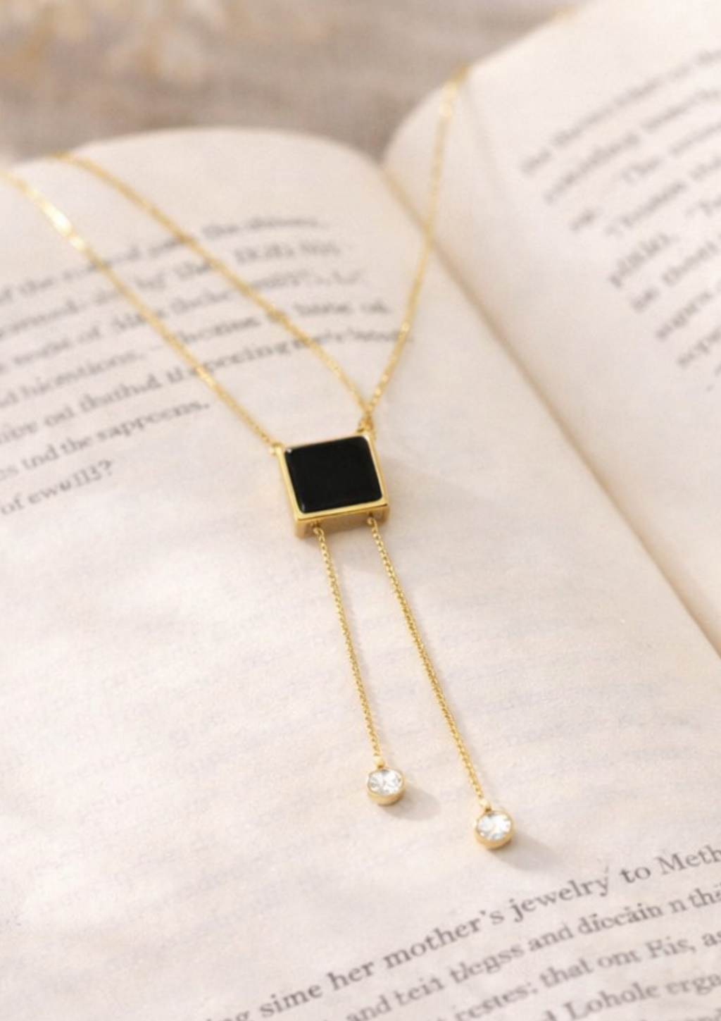 Black Onyx Square Charm Pendant